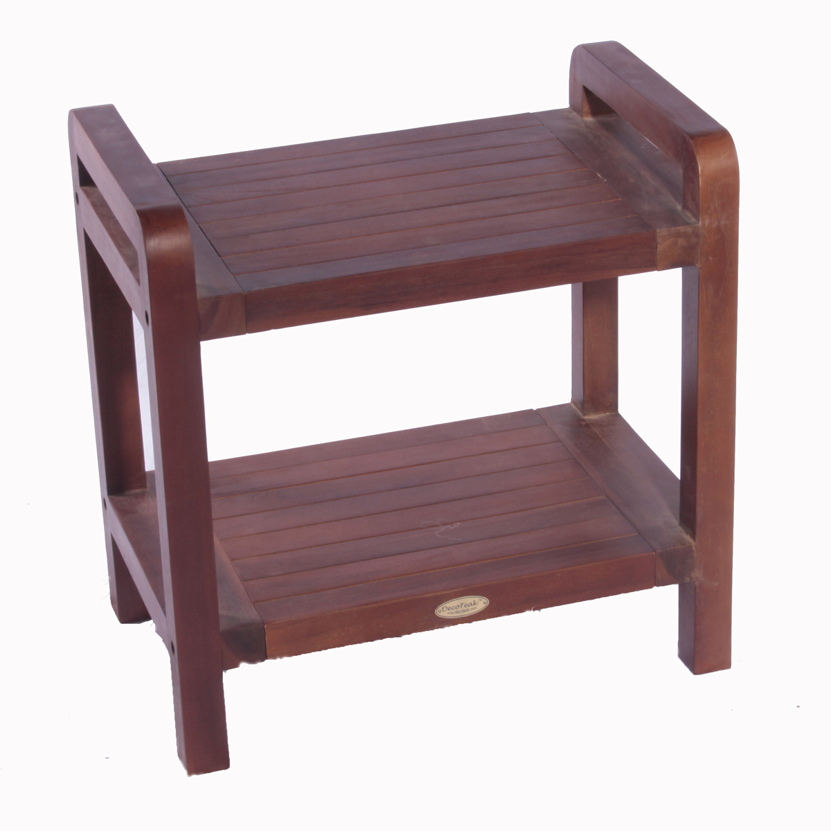 DT108 Classic Teak Shower Bench with Shelf and Arms