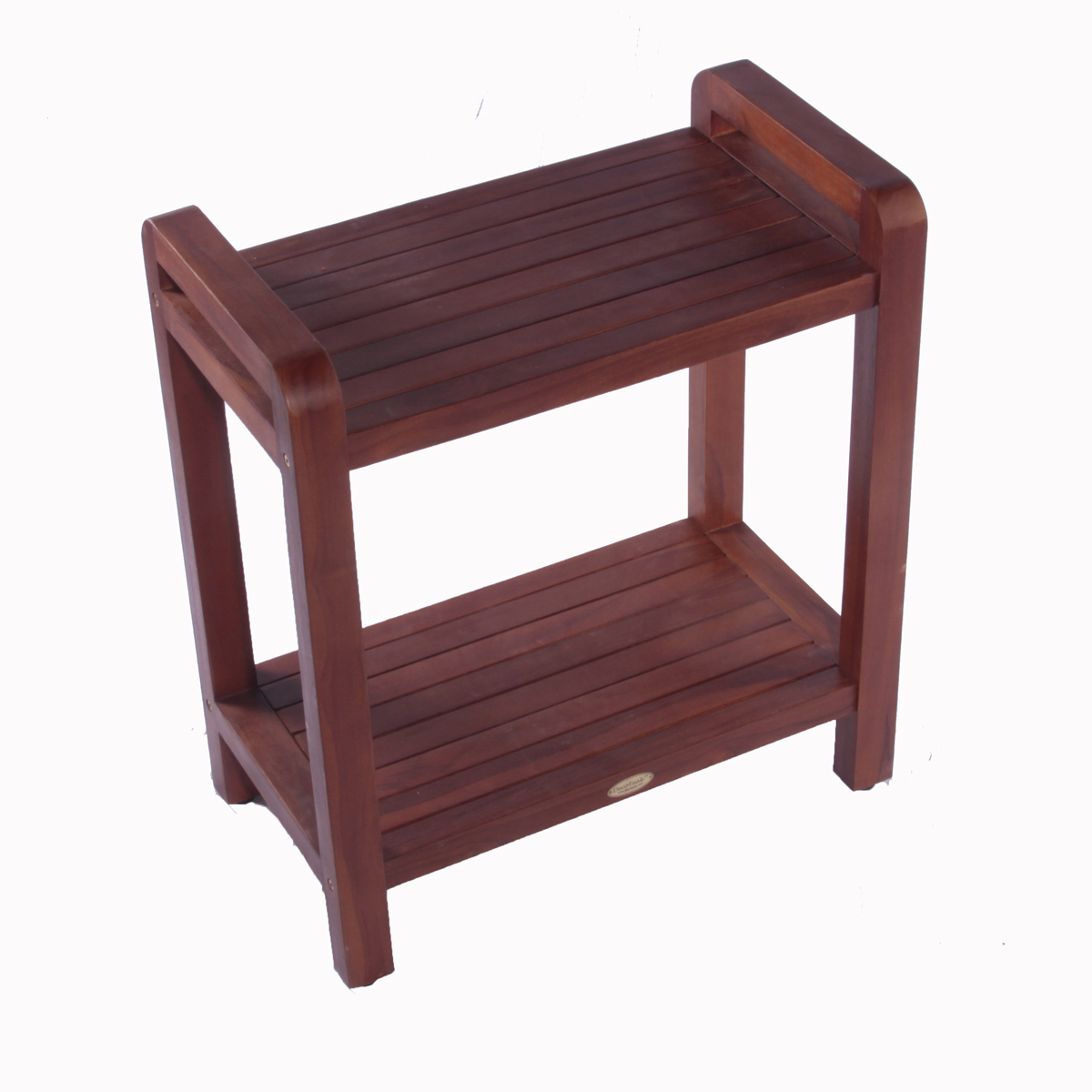 DT109 24" Classic Teak Extended Shower Bench with Shelf and Arms