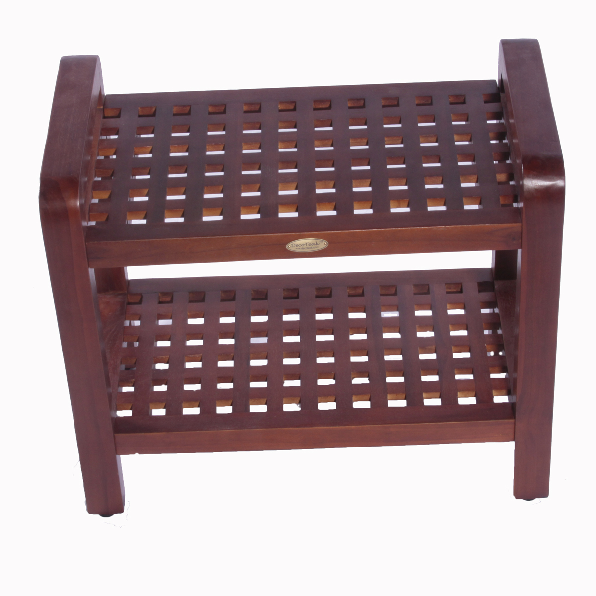 DT113 24" Teak Shower Stool with Shelf and Lift Aide Arms