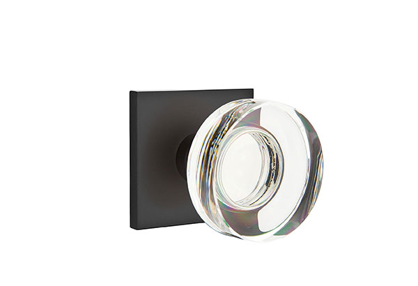 Emtek 5210MDCUS19 Privacy Set. Square Rosette. Modern Disc Knob. Flat Black