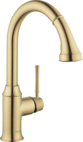 Hansgrohe 04215250 Talis C HighArc Kitchen Faucet, 2-Spray Pull-Down, 1.75 GPM in Brushed Gold Optic