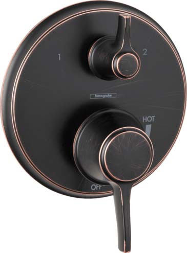 Hansgrohe 04449920 Ecostat Classic Pressure Balance Trim with Diverter, Round in Rubbed Bronze