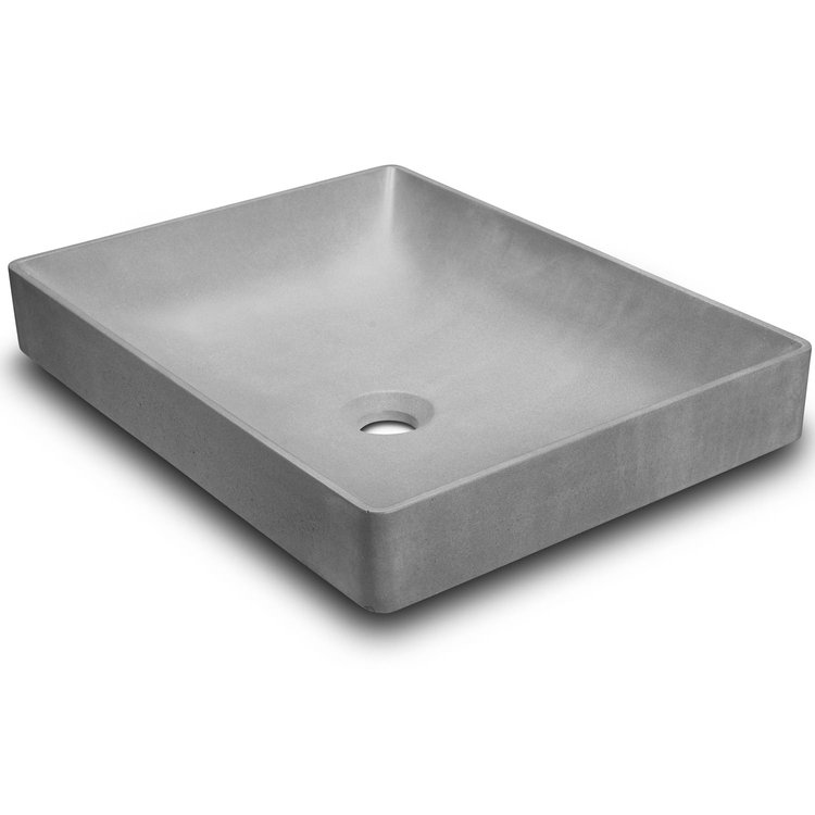 Linkasink AC02 G LILY Concrete Rectangle Semi-Recessed Vessel Sink - Gray Concrete