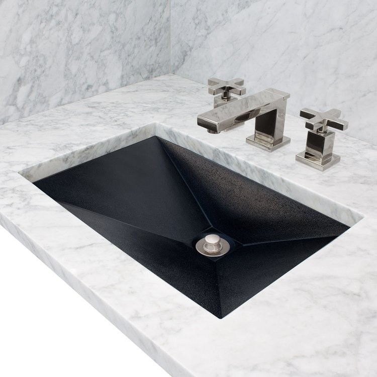 Linkasink AC06UM BLK RIDER Concrete Rectangle Sloped Sink - Black Concrete