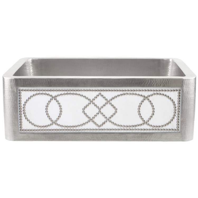 Linkasink C070-30 SS Hammered Inset Apron Front Hammered Farm House Kitchen Sink - (Price Does Not Include Panel) - Satin Stainless Steel