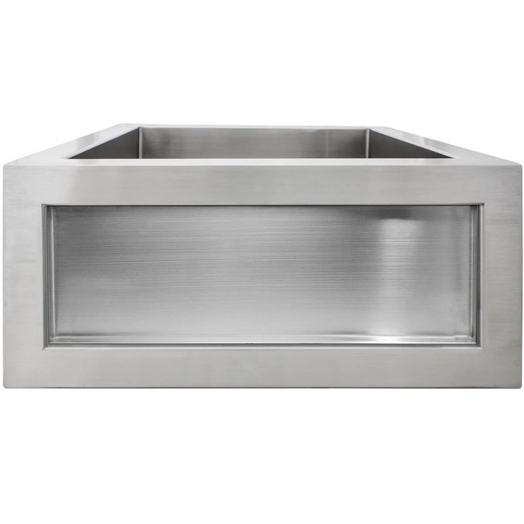 Linkasink C073-1.5 SS Smooth Inset Apron Front Bar Sink - Satin (Price Does Not Inlcude Inset Panel) - Satin Stainless Steel