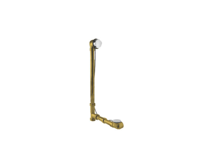 Mountain Plumbing BDR20BR22/SG Brass Body Cable Operated Bath Waste & Overflow Drain with Rigid Overflow Neck for 22″ Tub - Satin Gold