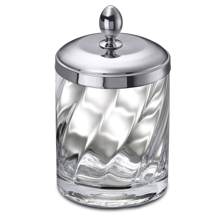 Nameeks 88801CR Windisch Twisted Glass and Chrome Brass Cotton Swabs Jar - Chrome