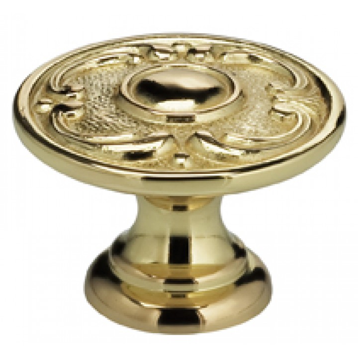Omnia 7420/28 Cabinet Knob 1-1/8" dia - Polished Brass