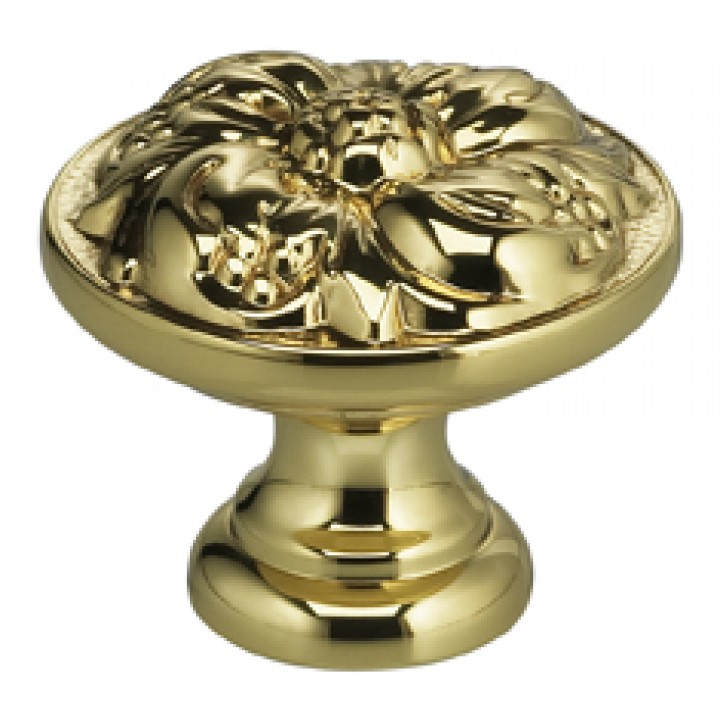 Omnia 7434/28 Cabinet Knob 1-1/8" dia - Polished Brass