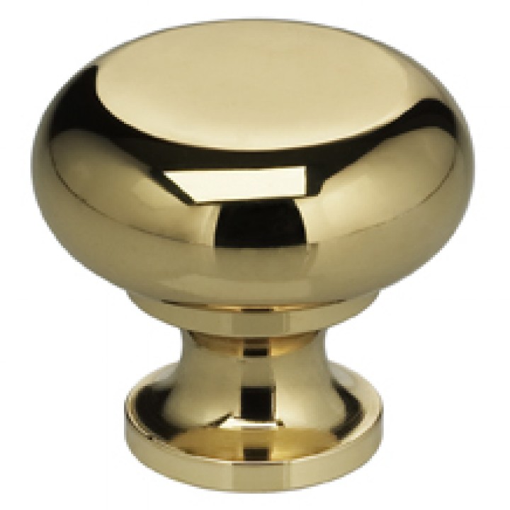 Omnia 9100/31 Cabinet Knob 1-7/32" dia - Polished Brass