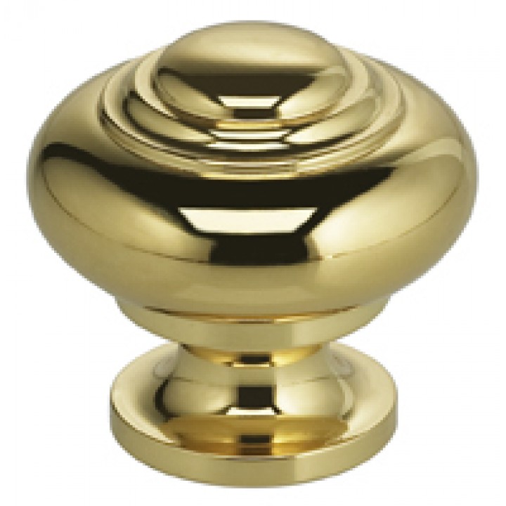 Omnia 9102/25 Cabinet Knob 1" dia - Polished Brass