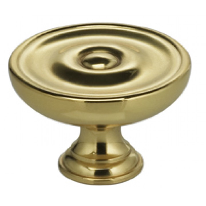 Omnia 9136/25 Cabinet Knob 1" dia - Polished Brass