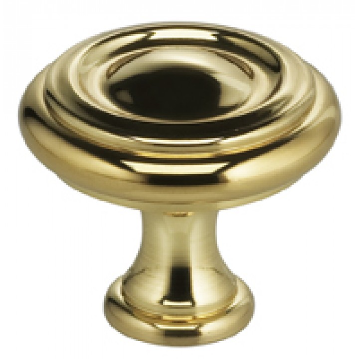 Omnia 9141/30 Cabinet Knob 1-3/16" Dia - Polished Brass