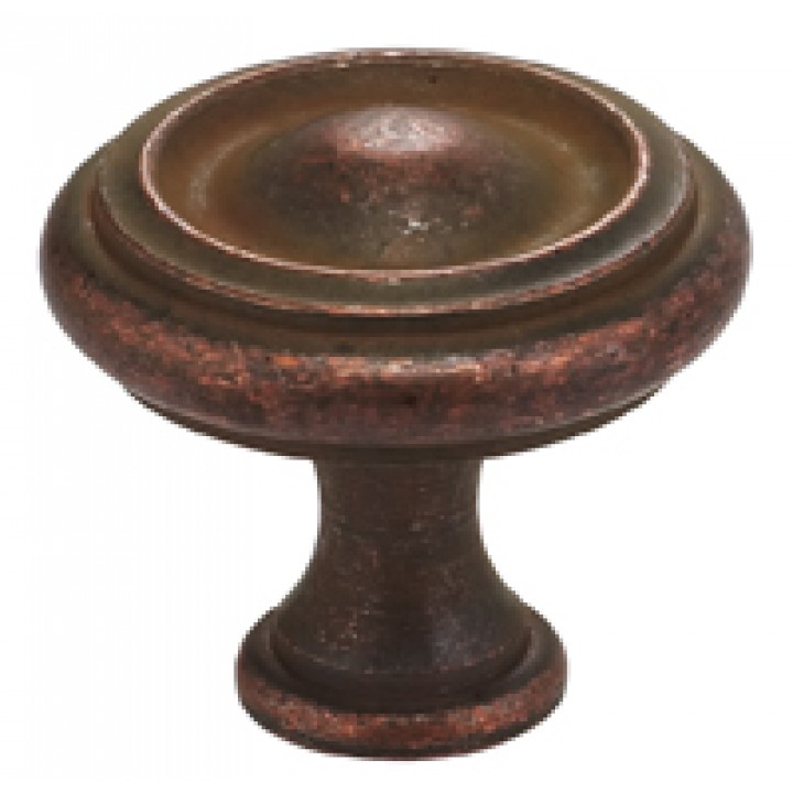 Omnia 9141/30 Cabinet Knob 1-3/16" Dia - Vintage Copper