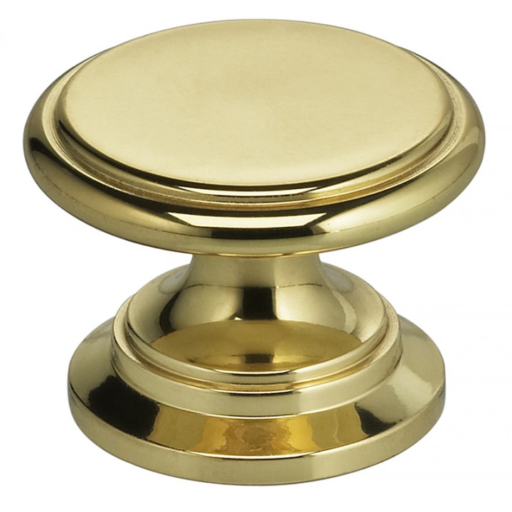 Omnia 9160/26 Cabinet Knob 1" dia - Polished Brass