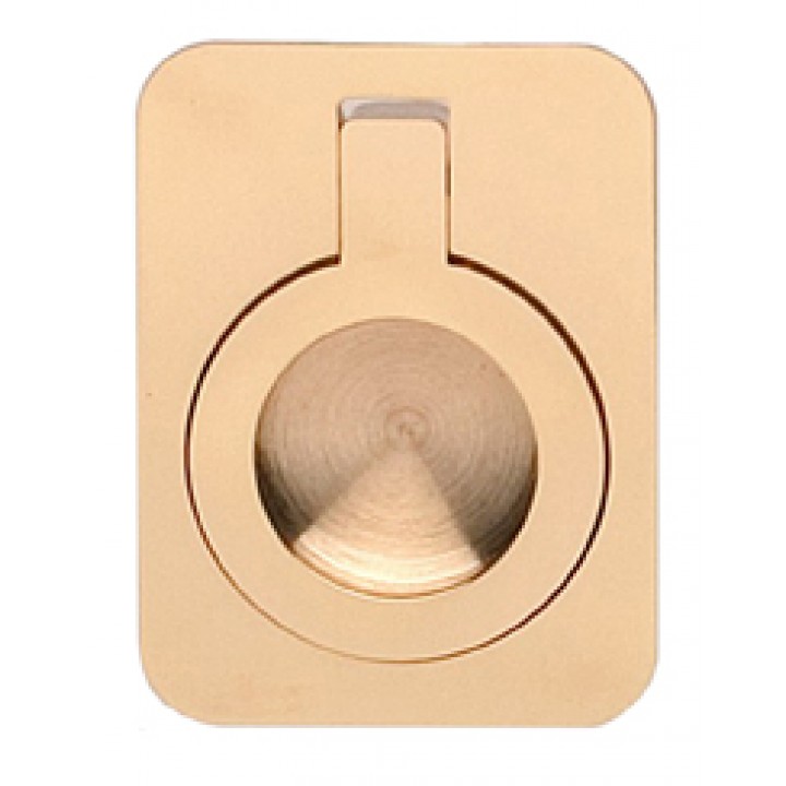 Omnia 9588/50 Drop Ring Flush Pull 2" - Polished Brass