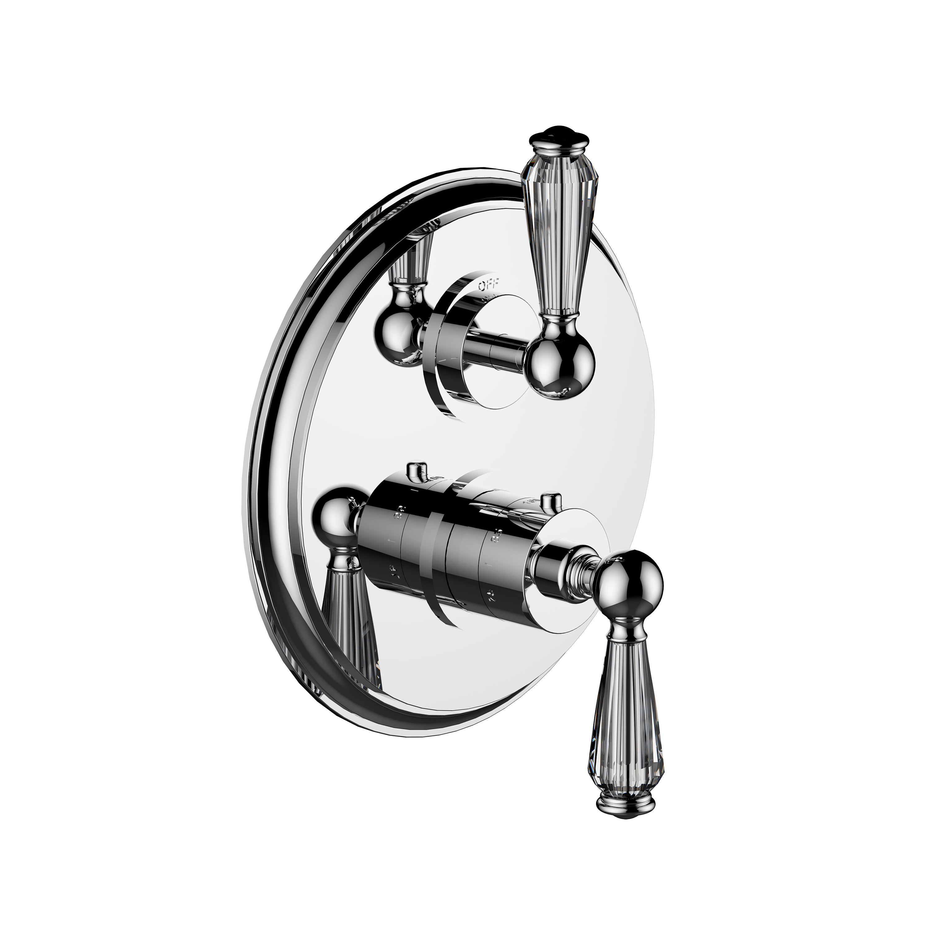 Santec 7097EC10-TM Vantage Crystal 1/2" Thermostatic Trim with EC Handle and 2-Way Diverter Non-Shared - Polished Chrome