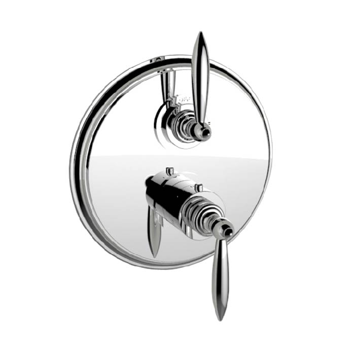 Santec 7097LA10-TM Lear 1/2" Thermostatic Trim with LA Handle and 2-Way Diverter Non-Shared - Polished Chrome