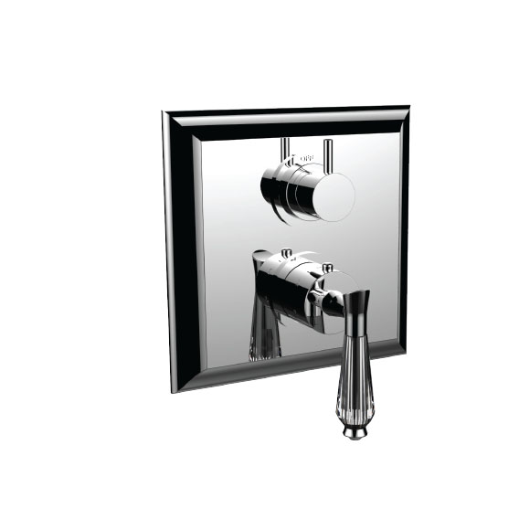 Santec 7099DC10-TM Edo Crystal 1/2" Thermostatic Trim with DC Handle and 3-Way Diverter - Polished Chrome
