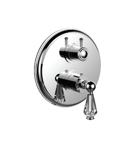 Santec 7099EC10-TM Vantage Crystal 1/2" Thermostatic Trim with EC Handle and 3-Way Diverter Non-Shared - Polished Chrome