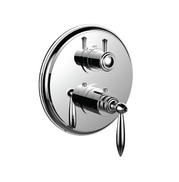 Santec 7099LA10-TM Lear 1/2" Thermostatic Trim with LA Handle and 3-Way Diverter Non-Shared - Polished Chrome