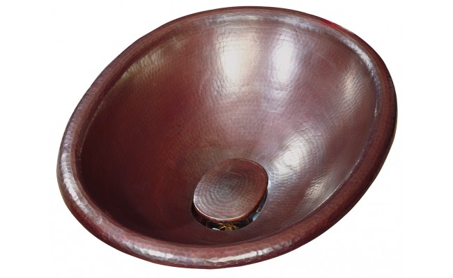 Thompson Traders 2OBC-DC Matisse with Drain Cover Oval Handcrafted Hammered Black Copper Bath Sink