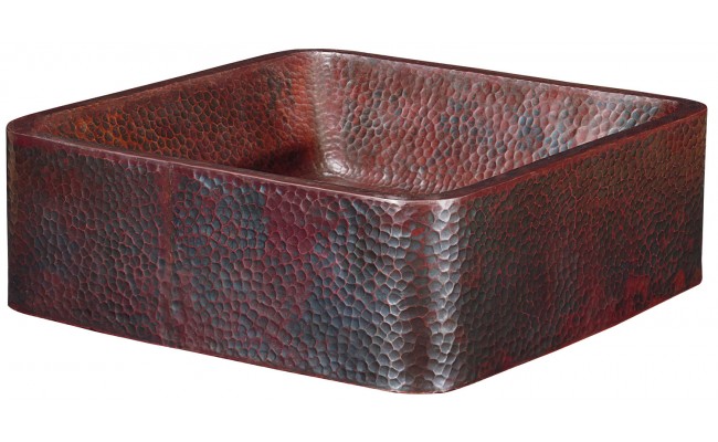 Thompson Traders BSV-1212BC Chelsea II Square Handcrafted Double Wall Black Copper Bath Sink