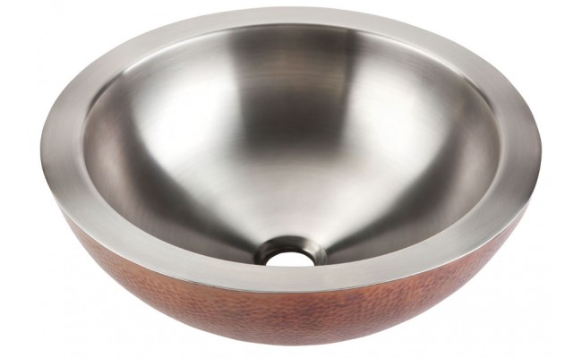 Thompson Traders FLW-S FLW II Handcrafted Medium Stainless Steel 18 Gauge Antique Copper Bath Sink