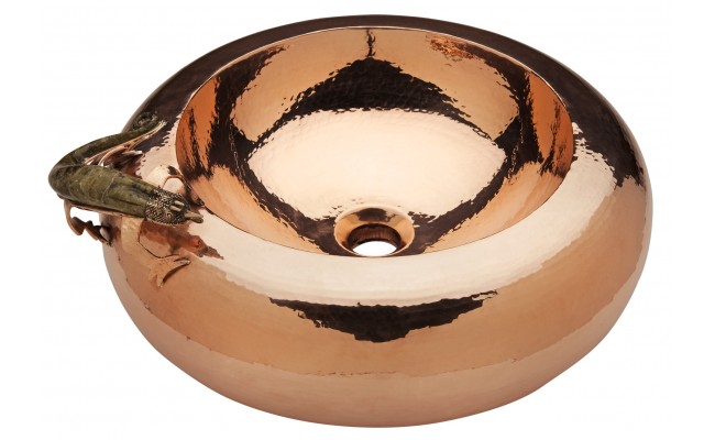 Thompson Traders RDWPC-M Mandala with Gecko Handcrafted Polished 18 Gauge Copper Bath Sink
