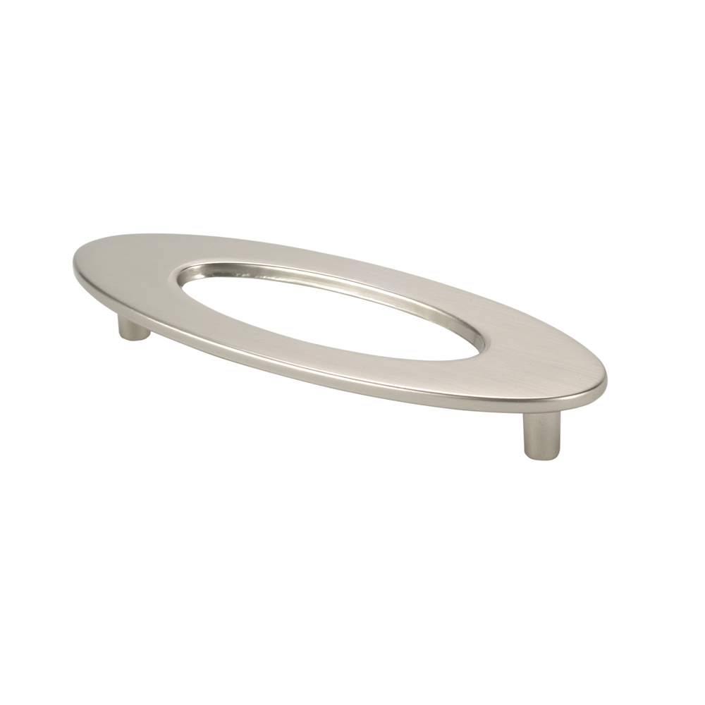 Topex Hardware 2564334 Oval Cabinet Pull with Hole 3.77" (C-C) - Satin Nickel