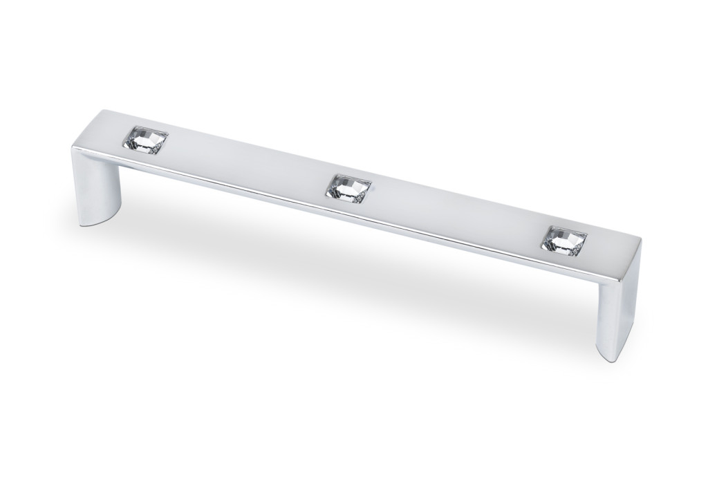 Topex Hardware M1866A160CRLSWA Rectangular Pull 6.29" (C-C) with 3 Crystals - Chrome