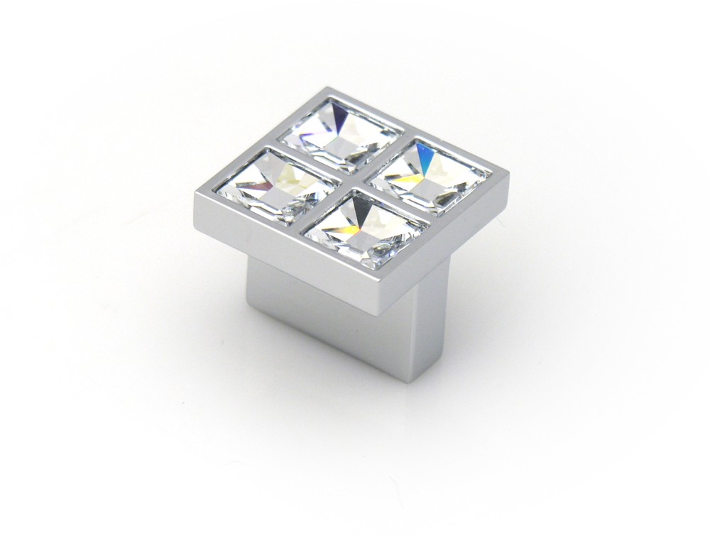 Topex Hardware P2047.16CRLSWA Small Square Swarovski Crystal Cabinet Knob - Chrome