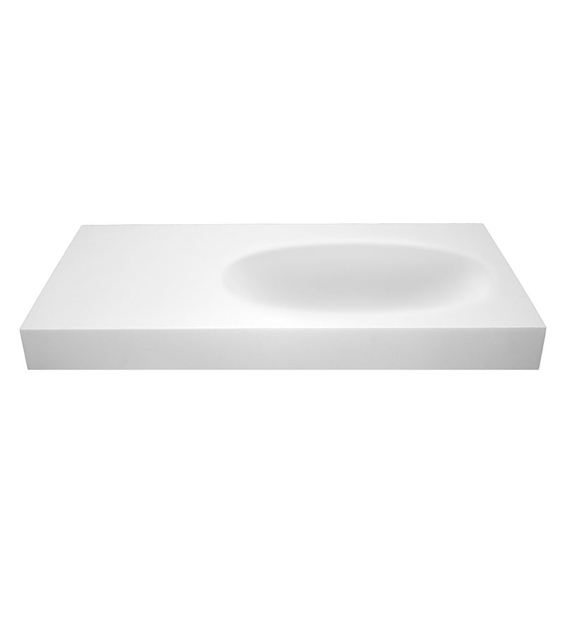 MTI MTCS736-BI-GL-LH Akana 2 Engineered Solid Stone Sink 36X19 - Biscuit Gloss