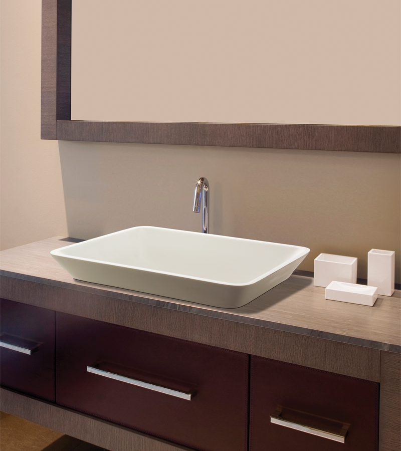 MTI MTCS740-BI-GL Addison Semi-Recessed Engineered Solid Stone Sink 26X16 - Biscuit Gloss