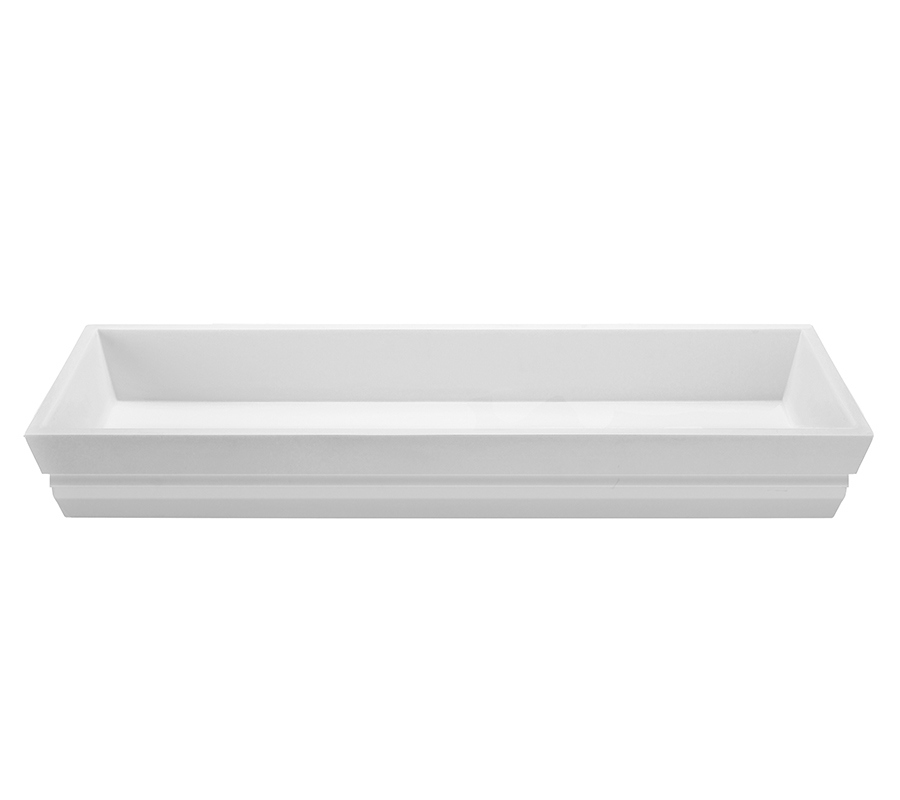 MTI MTCS750-WH-GL Petra 8 Semi-Recessed Engineered Solid Stone Sink 41.125" x 14.375" x 2.5" - White Gloss