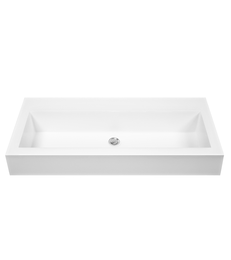 MTI MTCS701-WH-GL Metro 2 Engineered Solid Stone Sink 37X18 - White Gloss