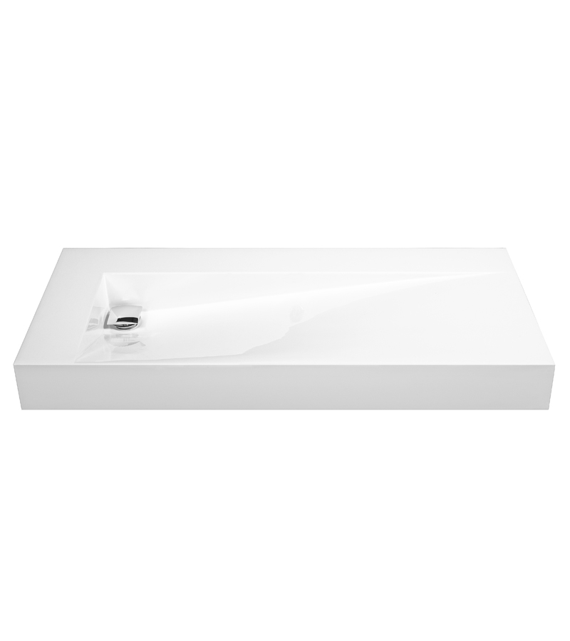 MTI MTCS711-WH-GL-RH St. Tropez Engineered Solid Stone Sink 36X16 Right Hand - White Gloss