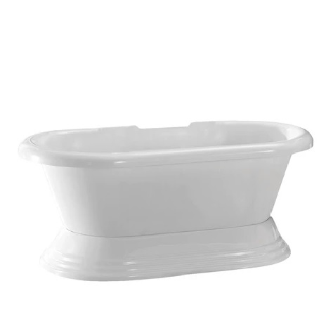 Barclay ADRNTD60B-WH Calypso 60" Acrylic Double Roll Top Tub on Base - Click Image to Close