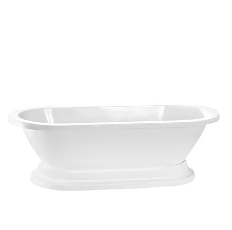 Barclay ATDR7H70B-WH Compton 70" Acrylic Double Roll Top Tub on Base - Click Image to Close