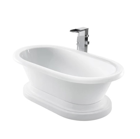 Barclay ATDR7H71BB-WH Cordoba 71" Acrylic Double Roll Top Tub on Base - Click Image to Close