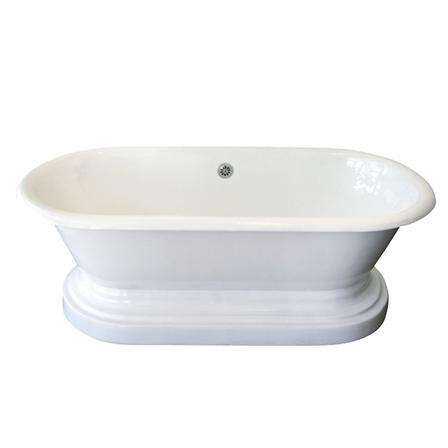 Barclay CTDRNB-WH Duet 67" Cast Iron Double Roll Top Tub on Base