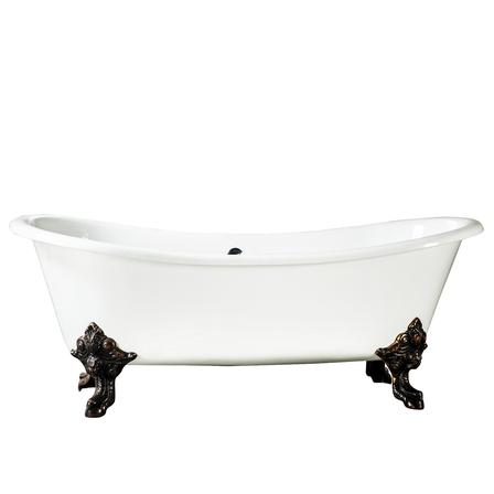 Barclay CTDS7H73L-WH-WH Nelson 72" Cast Iron Double Slipper Tub