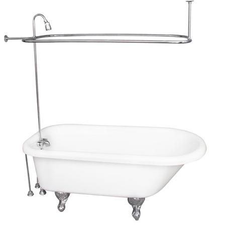Barclay TKADTR60-WCP3 Anthea 60â€³ Acrylic Roll Top Tub Kit in White - Polished Chrome Accessories