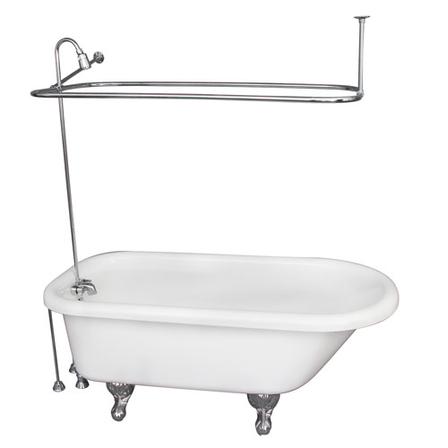 Barclay TKADTR60-WCP5 Anthea 60â€³ Acrylic Roll Top Tub Kit in White - Polished Chrome Accessories - Click Image to Close