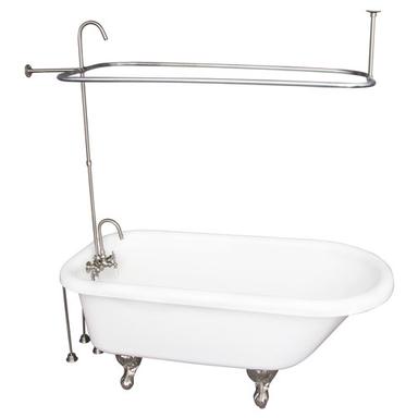 Barclay TKADTR67-WBN1 Asia 67â€³ Acrylic Roll Top Tub Kit in White - Brushed Nickel Accessories