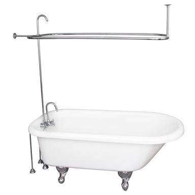 Barclay TKADTR67-WCP1 Asia 67â€³ Acrylic Roll Top Tub Kit in White - Polished Chrome Accessories