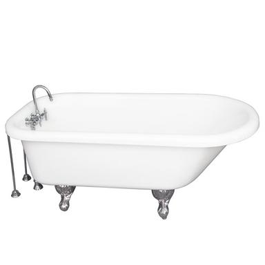 Barclay TKADTR67-WCP10 Asia 67â€³ Acrylic Roll Top Tub Kit in White - Polished Chrome Accessories