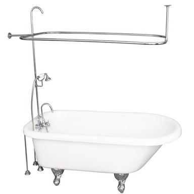 Barclay TKADTR67-WCP2 Asia 67â€³ Acrylic Roll Top Tub Kit in White - Polished Chrome Accessories