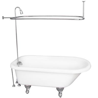 Barclay TKADTR67-WCP3 Asia 67â€³ Acrylic Roll Top Tub Kit in White - Polished Chrome Accessories